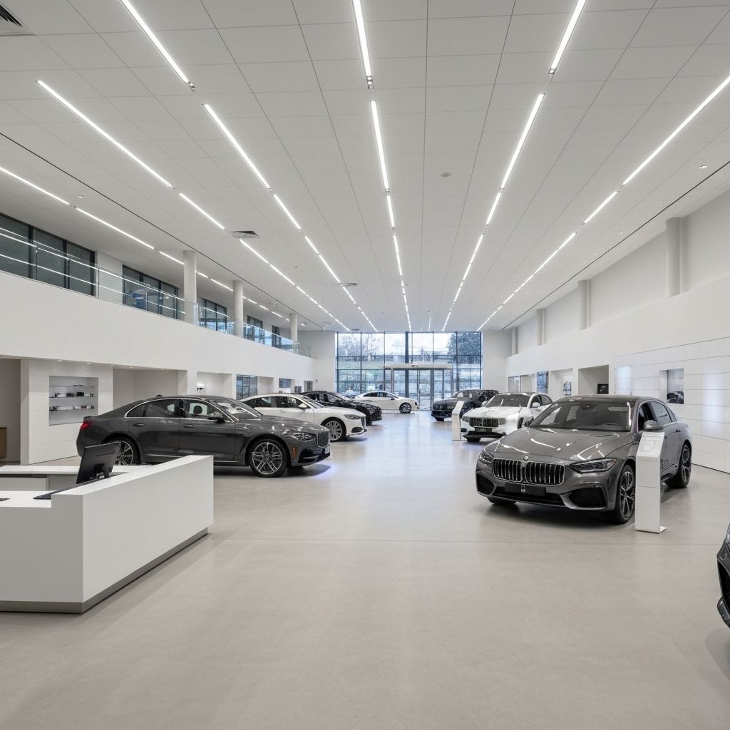 Modern car dealership showroom
